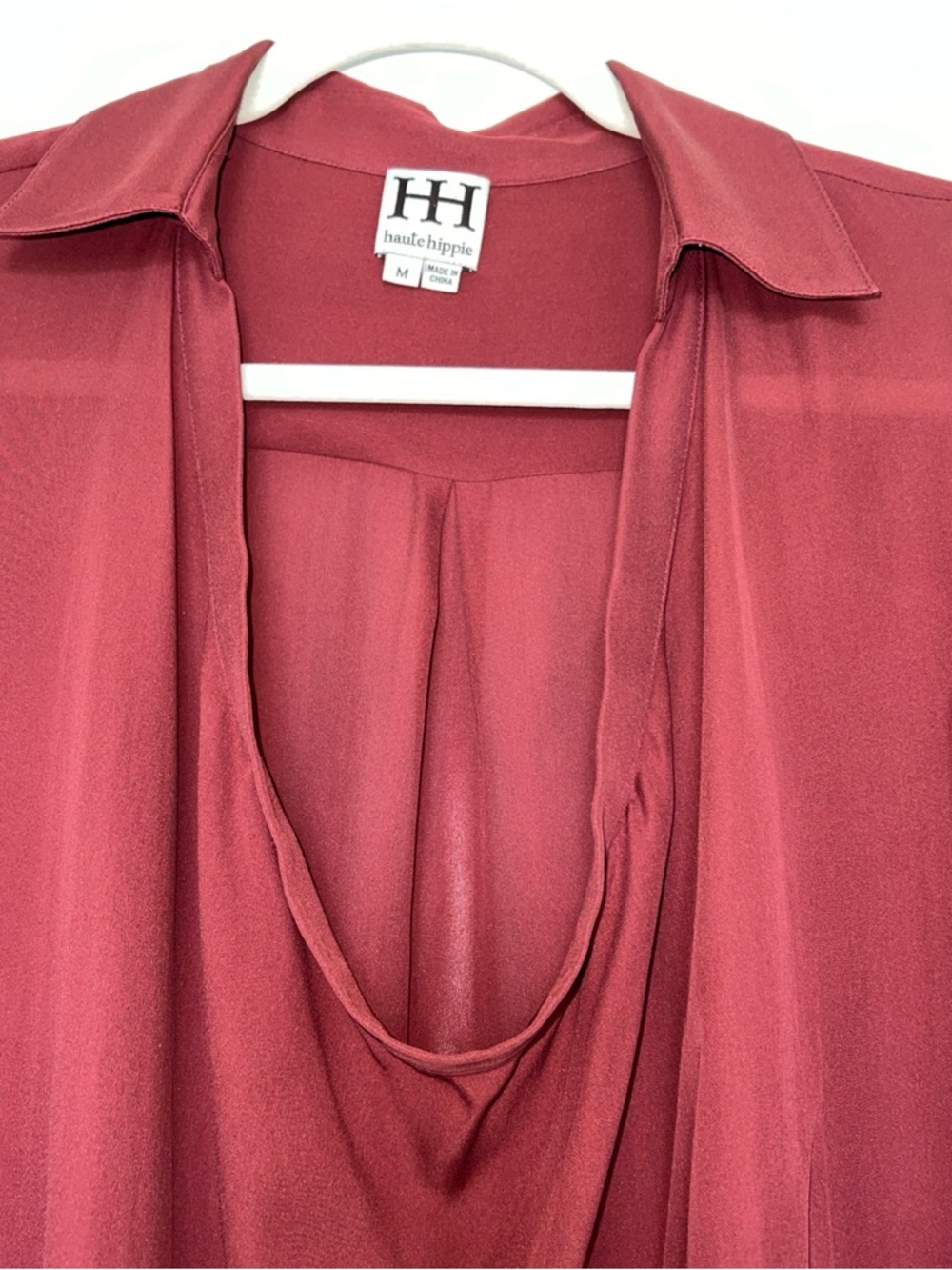 Haute Hippie silk Women's Rust Red Draped Blouse M - Picture 2 of 11